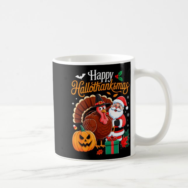 Happy Hallothanksmas Funny Halloween Thanksgiving  Kaffemugg (Höger)
