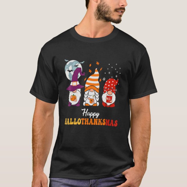 Happy Hallothanksmas Gnomes 3 T Shirt (Framsida)