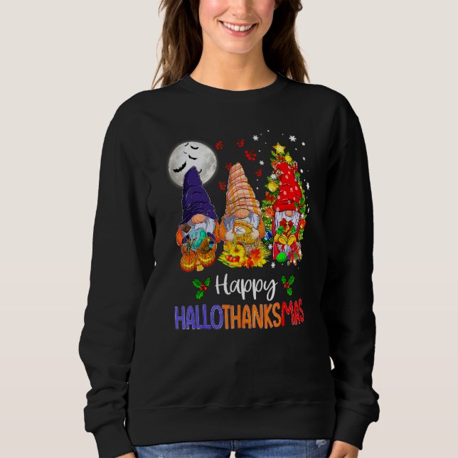 Happy Hallothanksmas Gnomes Halloween Thanksgiving T Shirt (Framsida)