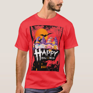 Happy HalloThanksMas Gnomes, HauntedHouse Bats Moo T Shirt