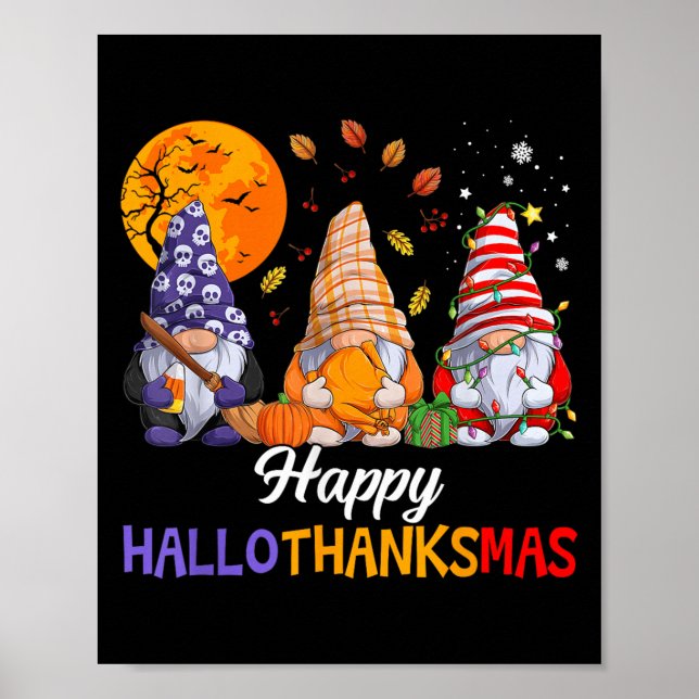 Happy Hallothanksmas Gnomes Lover Halloween Merry  Poster (Framsidan)