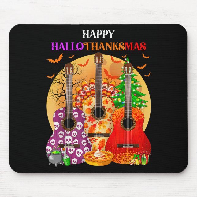 Happy Hallothanksmas Guitar Halloween Thanksgiving Musmatta (Framsidan)