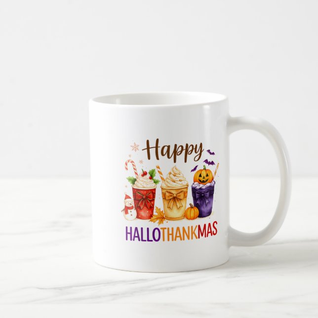 Happy Hallothanksmas Halloween Thanksgiving Xmas O Kaffemugg (Höger)