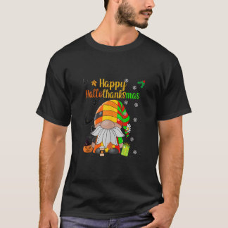 Happy HalloThanksmas HallowThanksmas Gnome Hat Pum T Shirt
