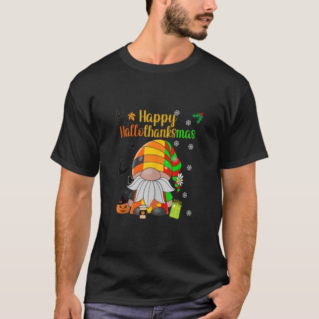 Happy HalloThanksmas HallowThanksmas Gnome Hat Pum T Shirt (Framsida)