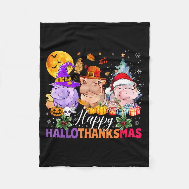 Happy Hallothanksmas Hip Lover Halloween Merry Chr Fleecefilt (Framsidan)