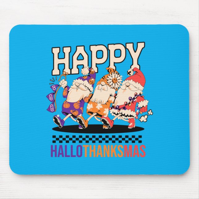 Happy Hallothanksmas Holiday Gnomes Design Musmatta (Framsidan)
