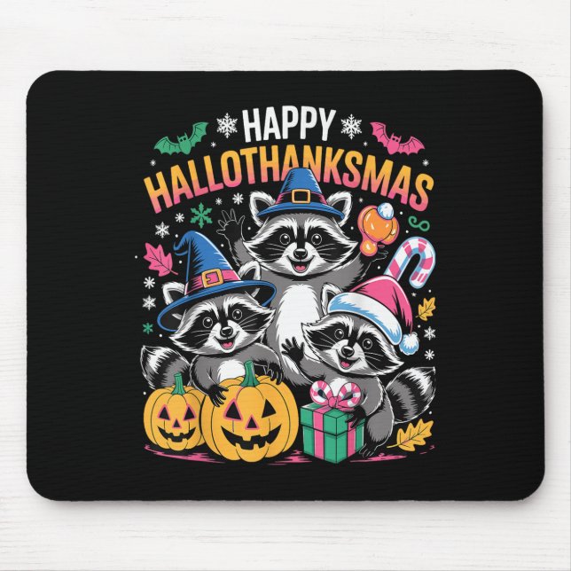 Happy Hallothanksmas Raccoon Halloween Merry Chris Musmatta (Framsidan)