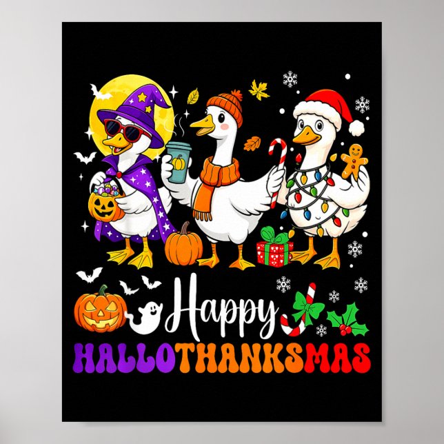 Happy Hallothanksmas Santa Goose Witch Soky Season Poster (Framsidan)