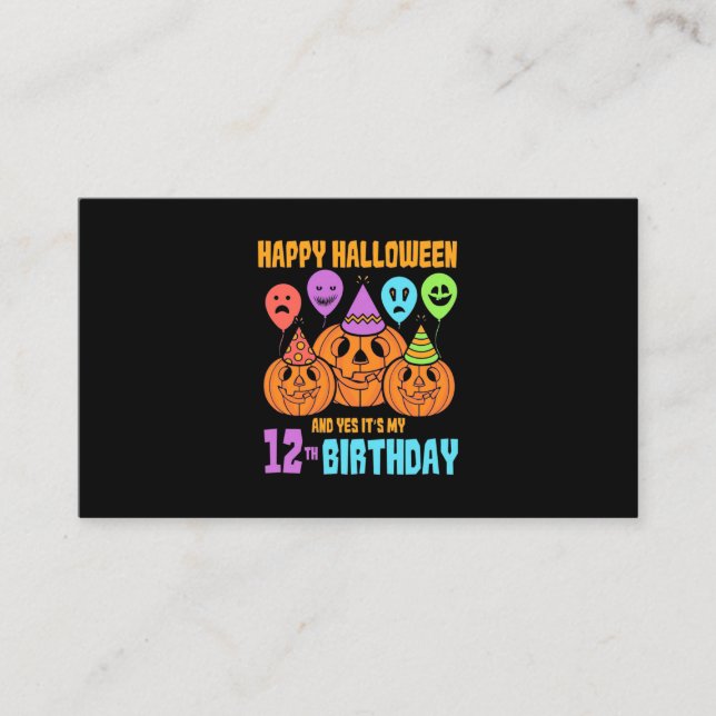 Happy halloween 12:e födelsedag visitkort (Framsida)
