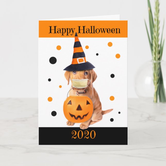 Happy halloween 2020-dockan i Covid-19-masken Humo Helgkort (Framsida)