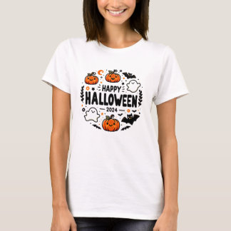 Happy halloween 2024 Cute Pumpkin, Ghost och Fladd T Shirt
