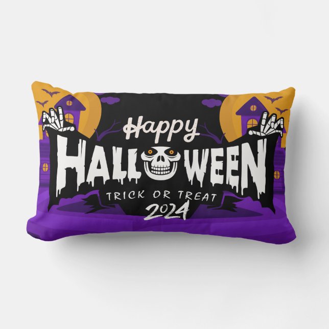 Happy halloween 2024 Lumbar Dekorativ kudde (Framsida)