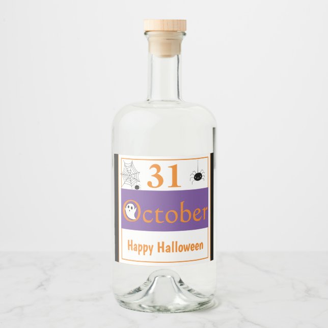 Happy halloween 31 oktober Spider Halloween fest Spritflaskor Etikett (Framsida)