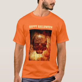 Happy Halloween. 3D human skull. T Shirt