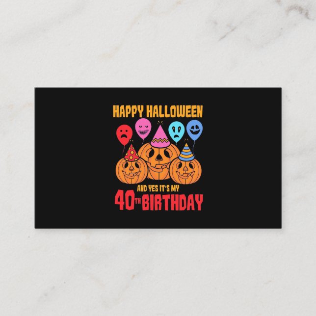 Happy halloween 40:e födelsedagen visitkort (Framsida)