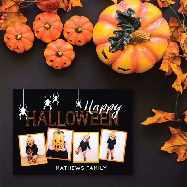 Happy halloween 4 Fotospidrar | Kort (Send out these cute Halloween cards to your friends and family featuring spiders and photo frames.)