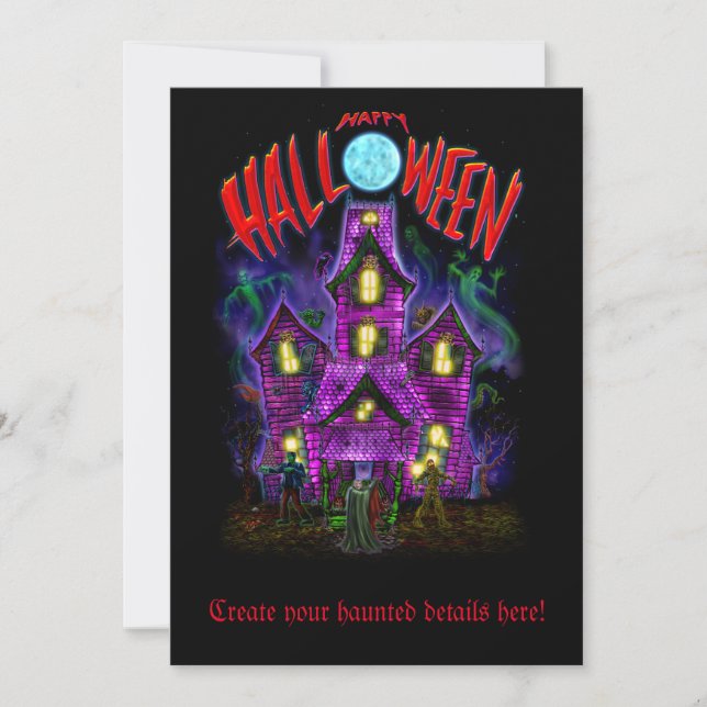 Happy halloween, åderlåtande hus Inbjudan (Framsida)