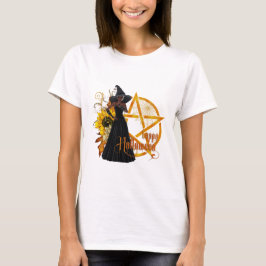 Happy halloween African American Pentagram Witch T Shirt