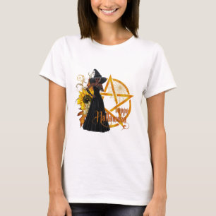 Happy halloween African American Pentagram Witch T Shirt
