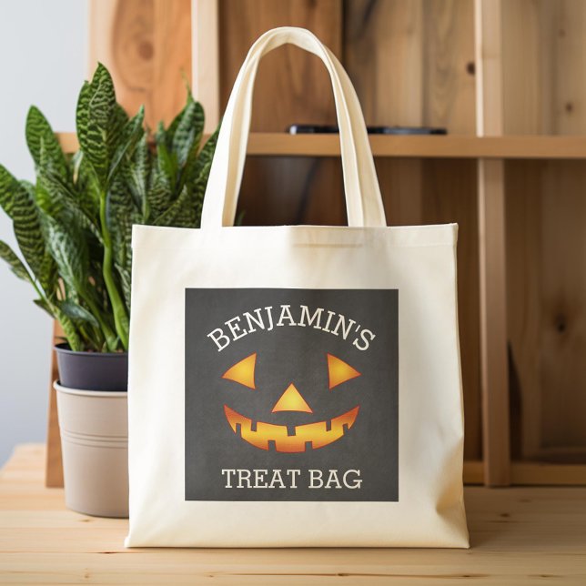 Happy halloween Anpassat namn Jack- o- lantern beh Tygkasse (Custom Tote Bag)