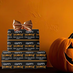 happy halloween Anpassningsbar Black Orange Party Presentpapper