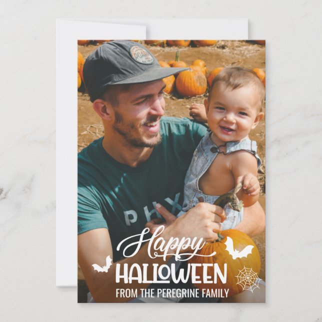 "Happy halloween" Anpassningsbar FotoTypografi Julkort (Framsida)