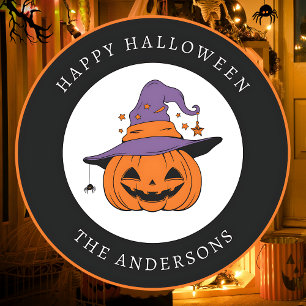 Happy halloween-Anpassningsbar-text för popup-föns Runt Klistermärke