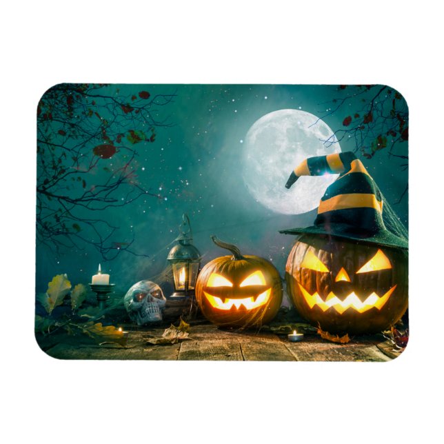 Happy halloween Art Funny Jack o lantern Halloween Magnet (Horisontell)