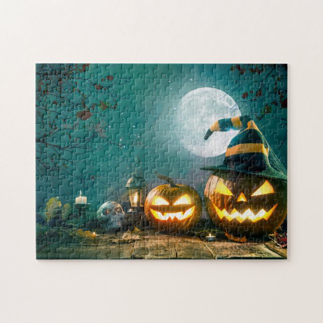 Happy halloween Art Funny Jack o lantern Halloween Pussel (Horisontell)