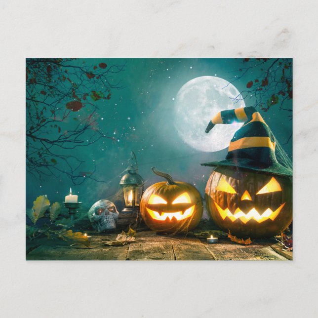 Happy halloween Art Funny Jack o lantern Halloween Vykort (Framsida)