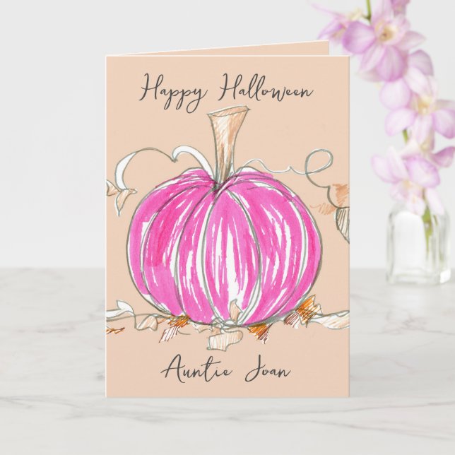 Happy halloween Auntie Rosa Pumpkin Pinkoween Kort (Orkide)