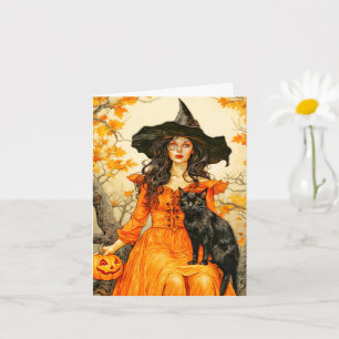 Happy halloween Autumn Witch Kort