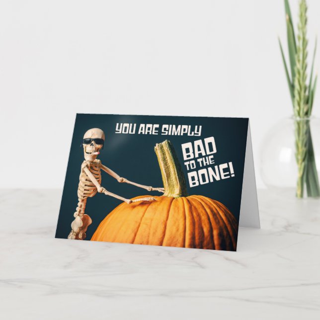 Happy halloween Bad vid Bone Skeleton Helgkort (Framsida)