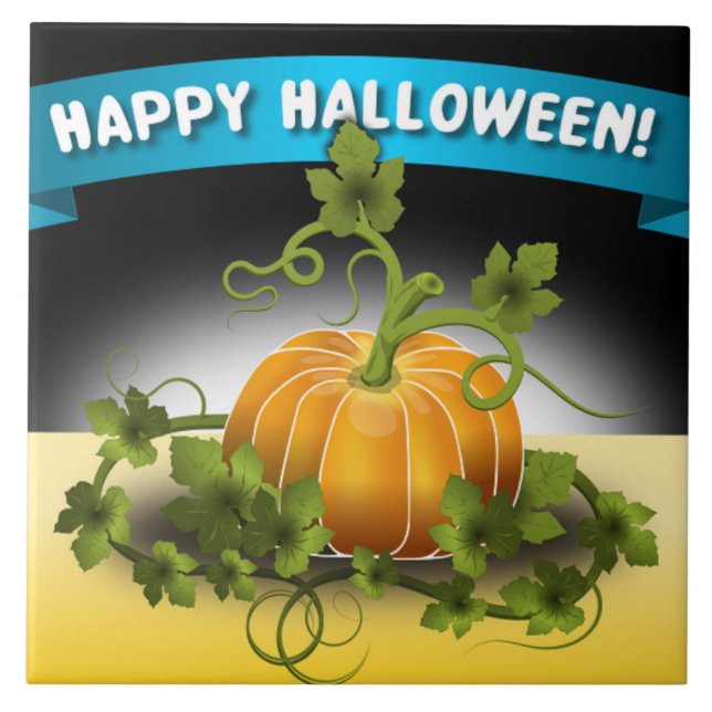 "HAPPY HALLOWEEN" BANNER KAKELPLATTA (Framsidan)