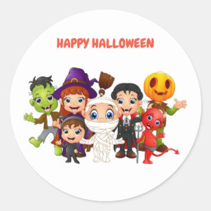 Happy halloween Barn med kostym Runt Klistermärke