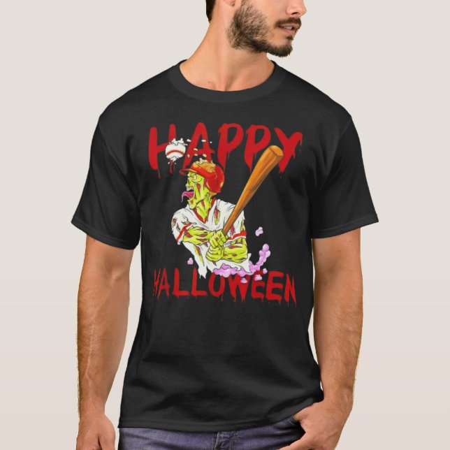 Happy halloween Baseball Zombie Costume baseball g T Shirt (Framsida)