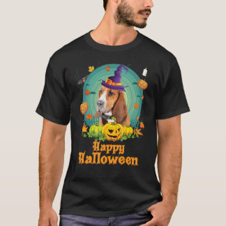 Happy halloween Basset Hound Hund Pumpkin Witch Gh T Shirt
