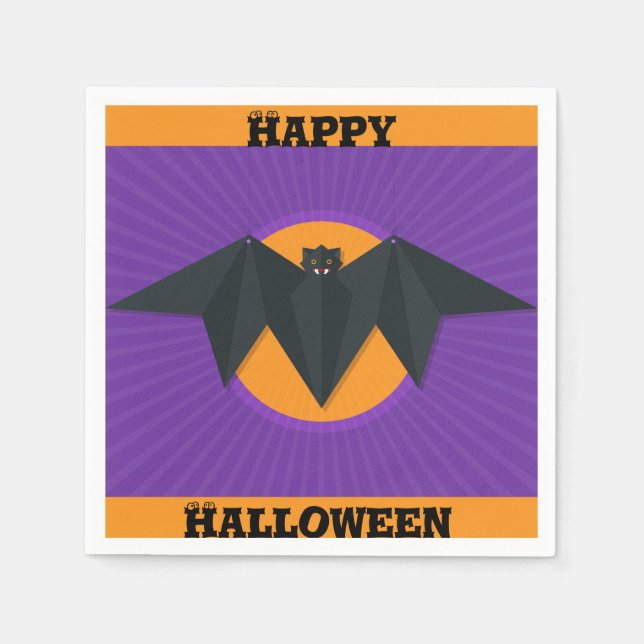 Happy Halloween Bat Party Napkins Pappersservett (Framsidan)