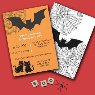 Happy halloween Batty Cats Party Inbjudningar