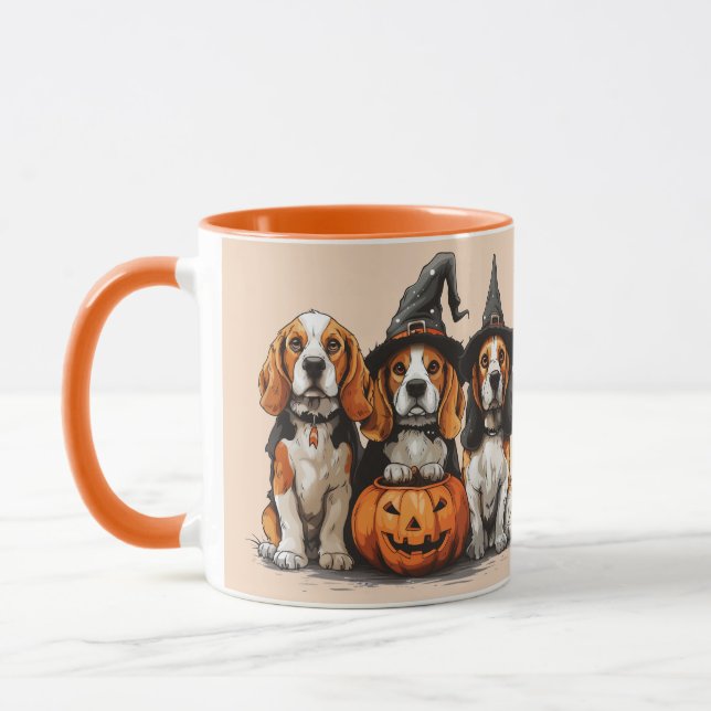 Happy halloween Beagle Hundar Jack o lantern Mugg (Vänster)