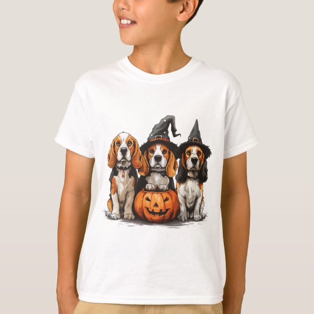 Happy halloween Beagle Hundar Jack o lantern T Shirt (Framsida)