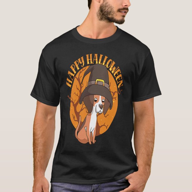 Happy Halloween Beagle Witch Dog  Animal Halloween T Shirt (Framsida)