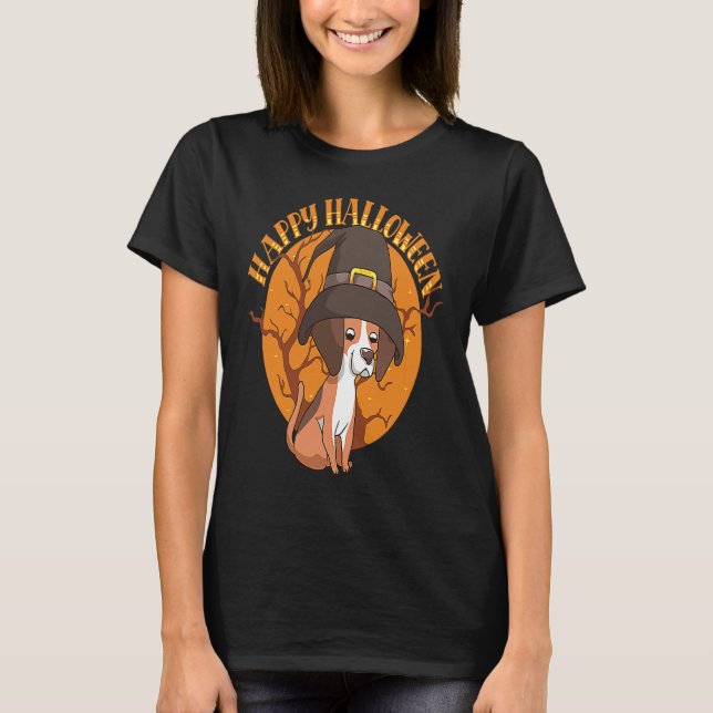 Happy Halloween Beagle Witch Dog  Animal Halloween T Shirt (Framsida)