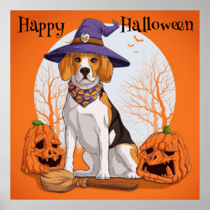 Happy halloween Beagle Witch Poster