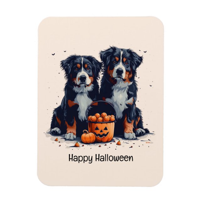 Happy halloween Bernese Mountain Hundar Pumpkin Magnet (Vertikal)