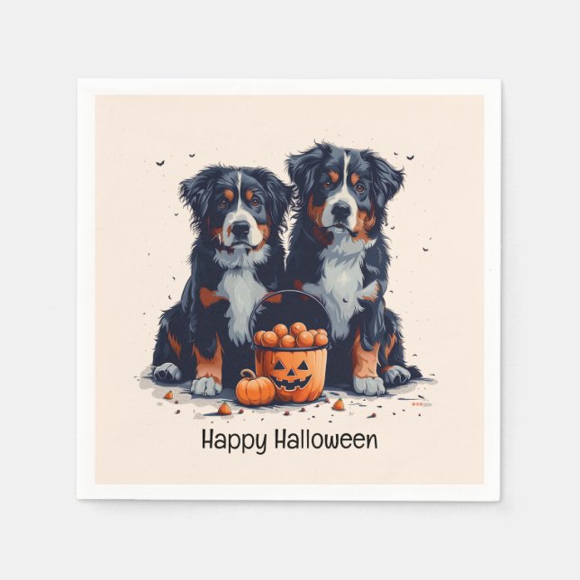 Happy halloween Bernese Mountain Hundar Pumpkin Pappersservett (Framsidan)