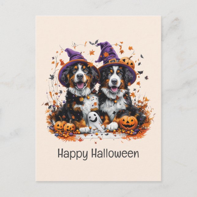 Happy halloween Bernese Mountain Hundar Vykort (Framsida)