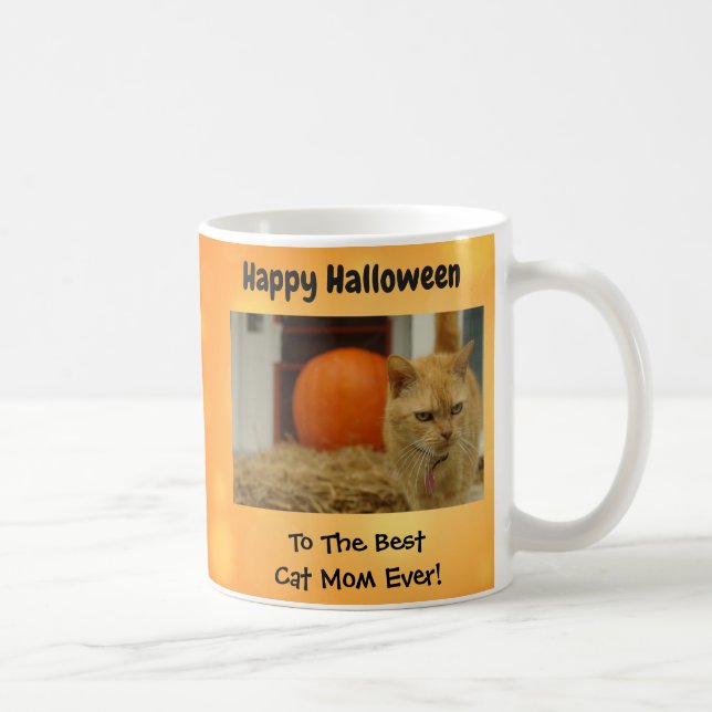 Happy halloween Best Cat Mamma någonsin Pet Photo Kaffemugg (Höger)