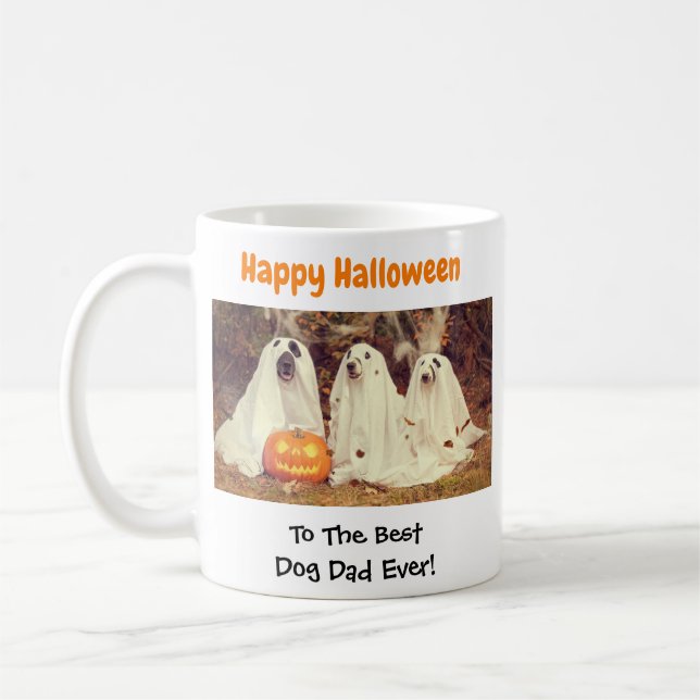 Happy halloween Best Hund Pappa någonsin Pet Photo Kaffemugg (Vänster)